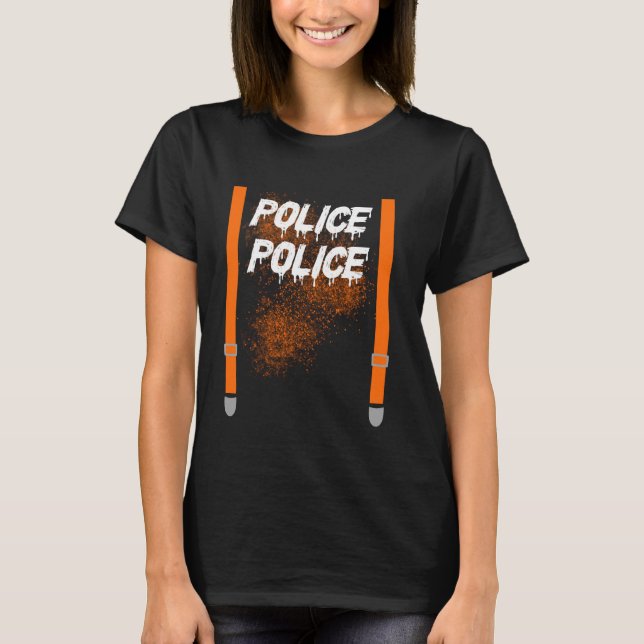 T-shirt Halloween Costume Police Officier Ligne Bleue Aime (Devant)