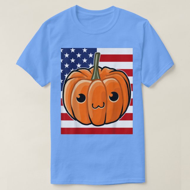 T-shirt Halloween Costume Usa Drapeau Kawaii Citrouille Fa (Design devant)