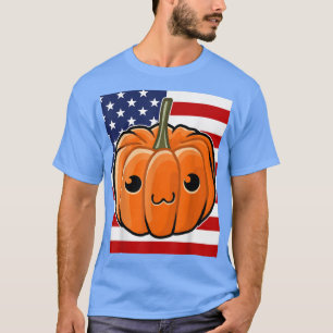 T-shirt Halloween Costume Usa Drapeau Kawaii Citrouille Fa