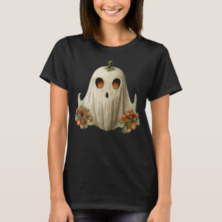 T-shirt Halloween Costume Vintage Floral Ghost Pumkin Fun