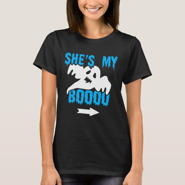 T-shirt Halloween Couples She s My Boo Ghost (Devant)