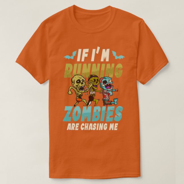 T-shirt halloween coureur _ si courir zombies me pourchass (Design devant)