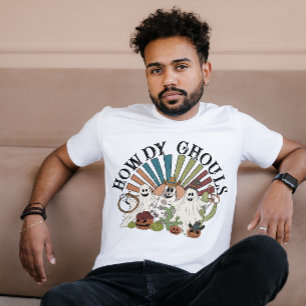 T-SHIRT HALLOWEEN COWBOY GHOSTS WESTERN HOWDY GHOULS