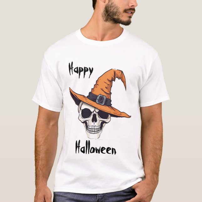 T-shirt Halloween crâne avec casquette (Devant)