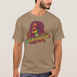T-shirt Halloween - Crâne de femme colorée et Skeleto Rose