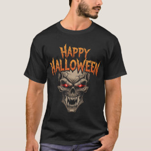 T-shirt Halloween crâne mal aux yeux brillants