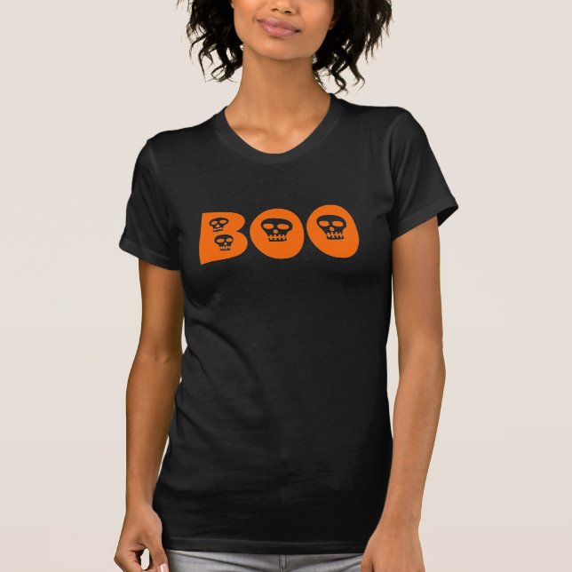 T-shirt Halloween Crâne orange "Boo" (Devant)