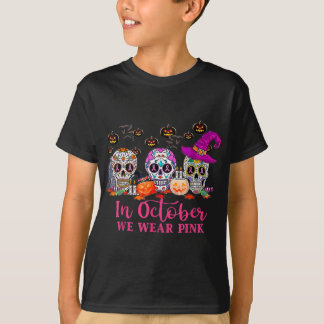 T-shirt Halloween Crâne sucre cancer du sein En Octobre No