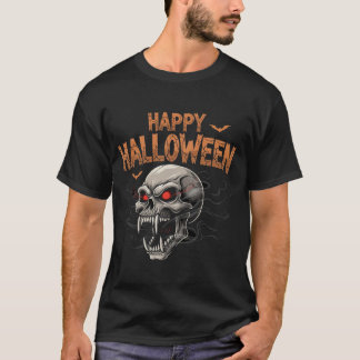 T-shirt Halloween crâne vicieux aux yeux rouges
