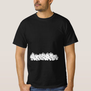 T-shirt Halloween crânes blancs effrayants pile noir