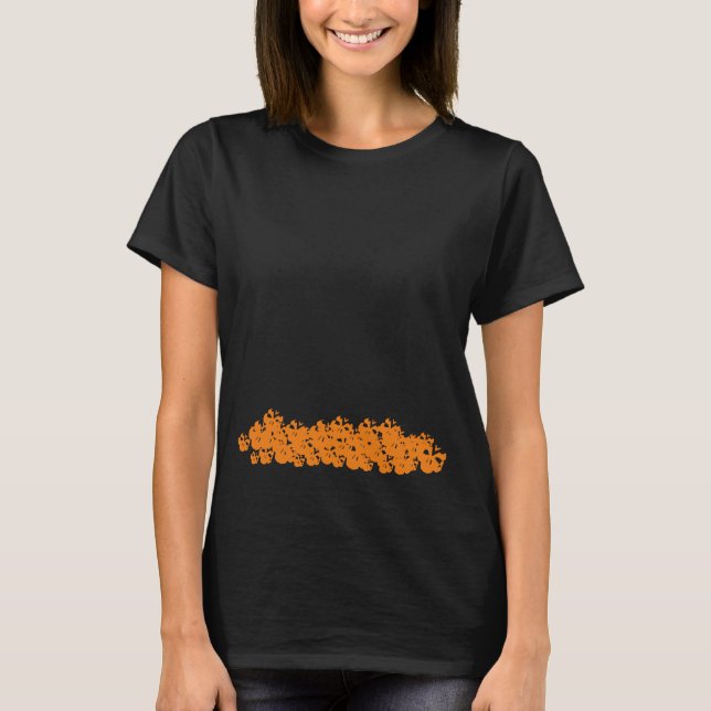 T-shirt Halloween crânes orange effrayants pile noir (Devant)