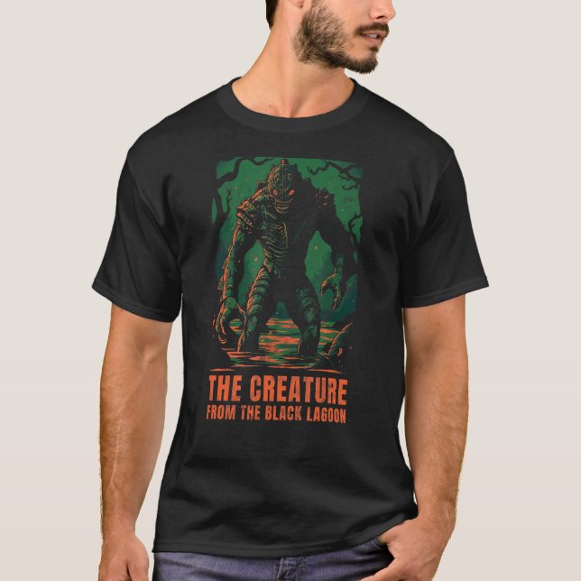 T-shirt Halloween Créature Black Lagoon Mens Classic Horro (Devant)