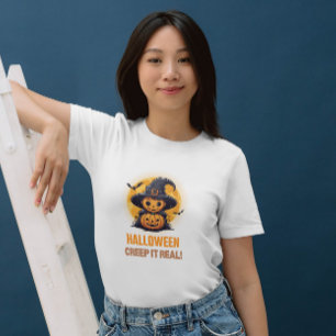 T-shirt Halloween Creep It Real Citrouille & Witch Womens