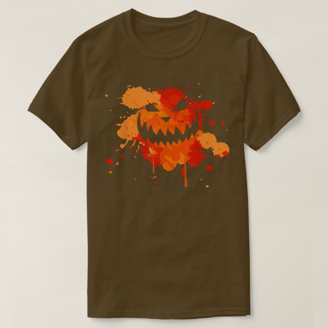 T-shirt Halloween Creepy Evil Jack o Lantern Smiling Face  (Design devant)