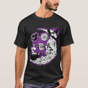 T-shirt Halloween Croissant Lune crâne de sorcière