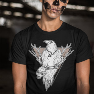T-shirt Halloween Crow foncé avec chaîne Illuminati - Goth
