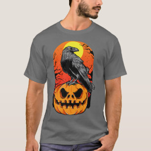 T-shirt Halloween Crow on Jack O'Lantern Unise Men Women M