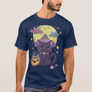 T-shirt Halloween Cute Black Chat Kawaii Pastel Goth Witch