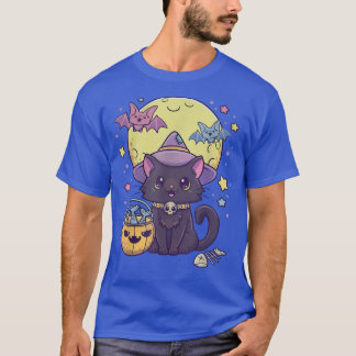 T-shirt Halloween Cute Black Chat Kawaii Pastel Goth Witch