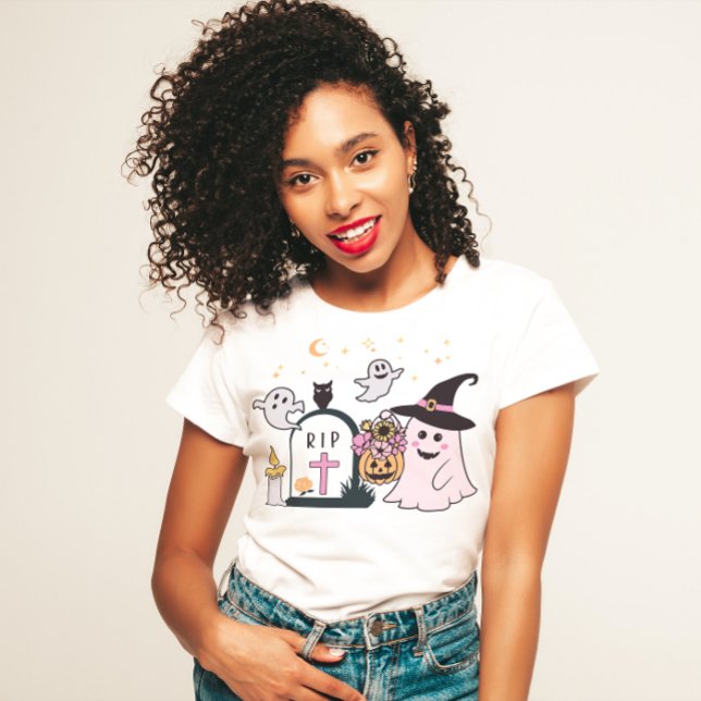 T-SHIRT HALLOWEEN CUTE ÉFFRAYANT GRAVEYARD GHOSTS PERSONNA (Créateur téléchargé)