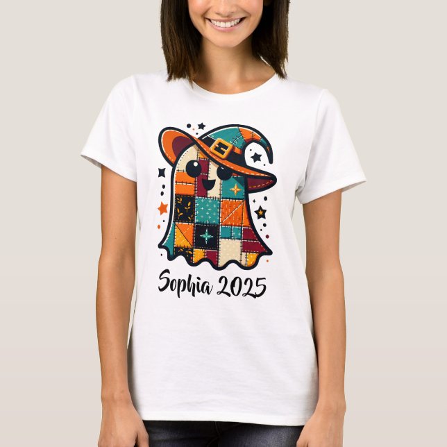 T-shirt Halloween Cute Patchwork personnalisé (Devant)