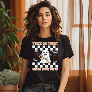 T-SHIRT HALLOWEEN CUTE TRICK OU TRAITER BRUSH UR DENTS GHO
