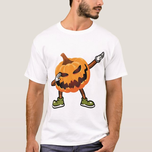 T-shirt Halloween Dabbing Citrouille Jack O Lantern Hallow (Devant)