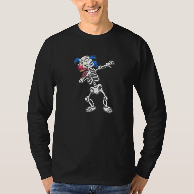 T-shirt Halloween Dabbing Skeleton Clown effrayant (Devant)
