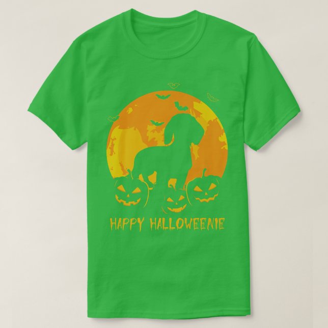 T-shirt Halloween Dachshund Jack-o'-lantern Dog Citrouille (Design devant)