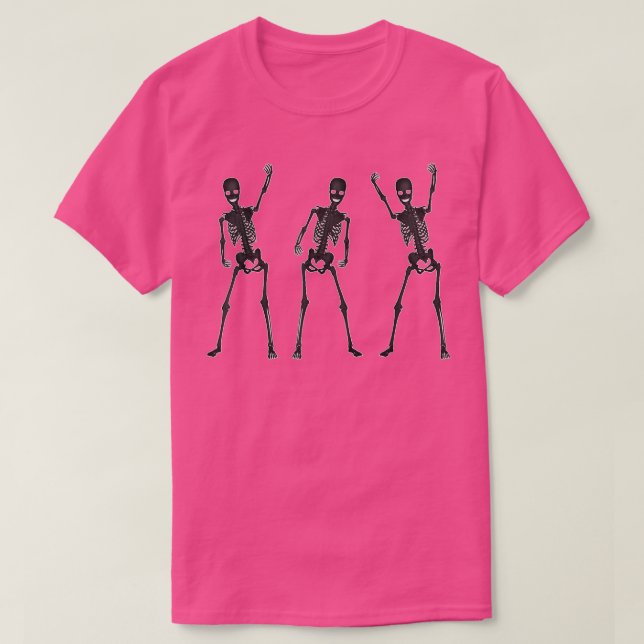 T-shirt Halloween Dance Forever Dancing Black Skeletons  (Design devant)