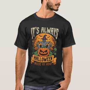 T-shirt Halloween dans ma tête Citrouille vintage