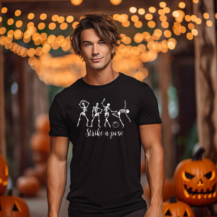 T-shirt Halloween Danser Squelette Grève Un Pose Drôle