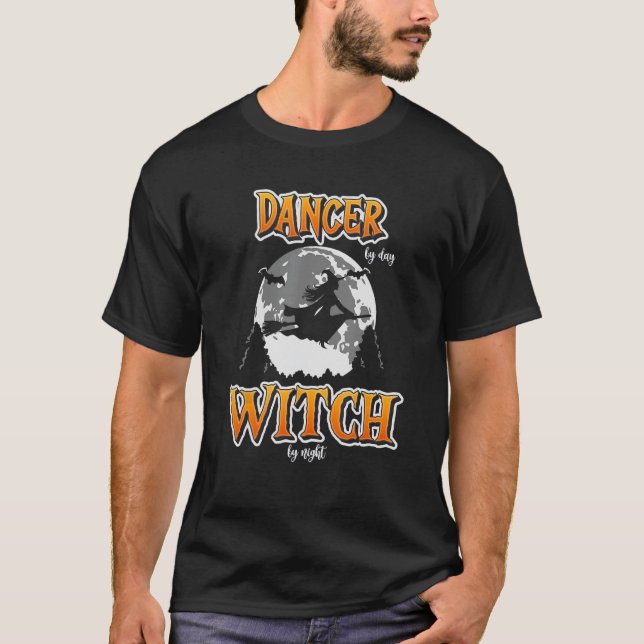 T-shirt Halloween Danseuse Sorcière Drôle Mignonne Danser  (Devant)