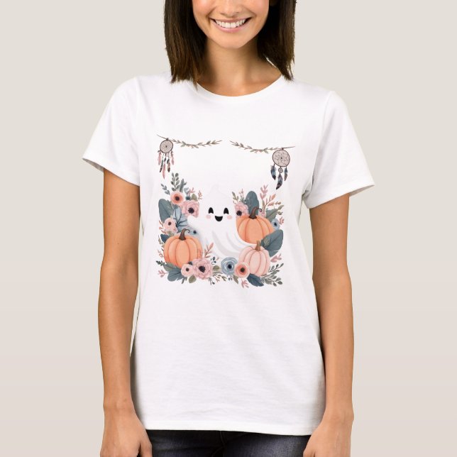 T-shirt Halloween d'automne floral (Devant)