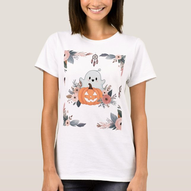 T-shirt Halloween d'automne floral (Devant)