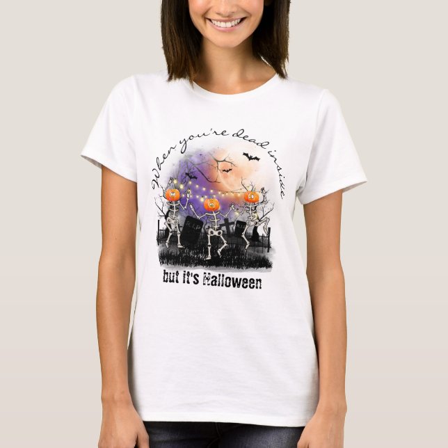 T-shirt Halloween de base personnalisée Squelette mignonne (Devant)