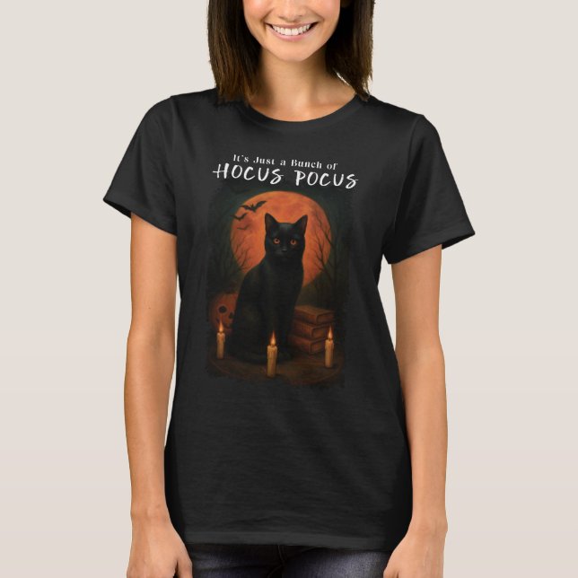 T-shirt Halloween de Chat Noir de Pocus Hocus (Devant)
