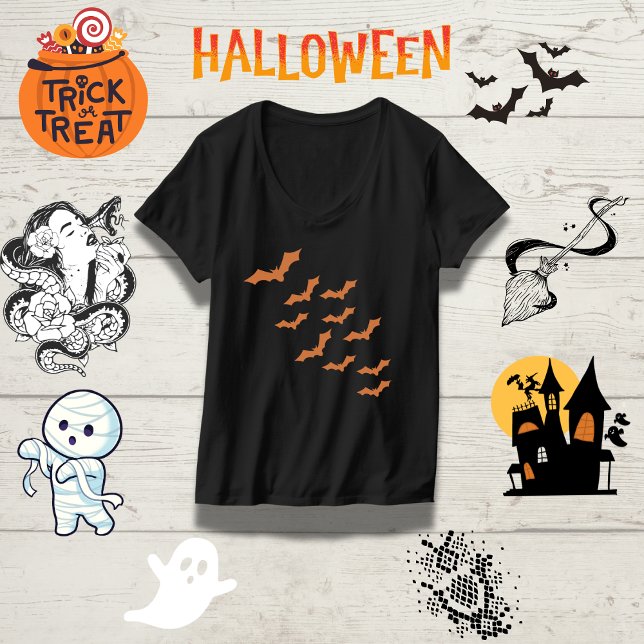 T-shirt Halloween de famille de frontière de chauve-souris (Créateur téléchargé)
