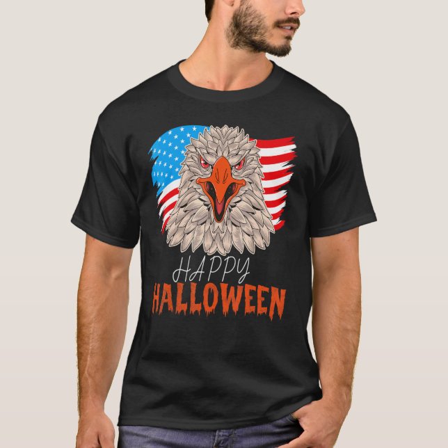 T-shirt Halloween de l'aigle à drapeau américain (Devant)