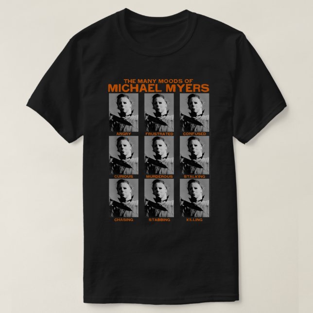 T-shirt Halloween de nombreuses humeurs de Michael Myers (Design devant)