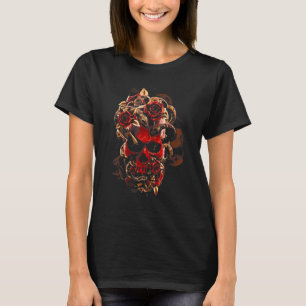 T-shirt Halloween de tatouage Rose crâne