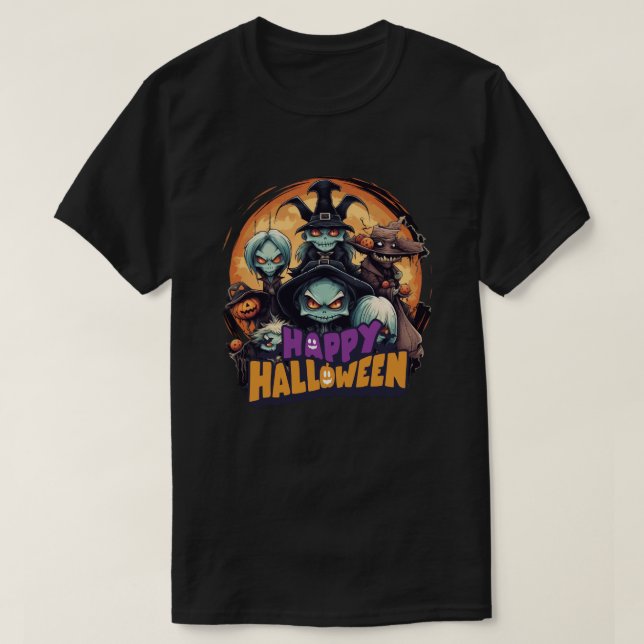T-shirt Halloween Déplaisant Cute Monster Group avec sorci (Design devant)