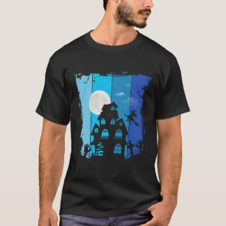 T-shirt Halloween design vintage, hanté et déplaisant
