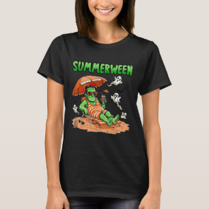 T-shirt Halloween d'été Bonjour été Frankenstein Boo