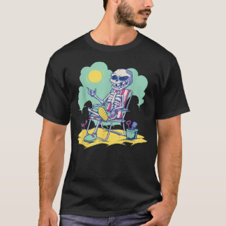 T-shirt Halloween d'été Squelette Plage Soleil Summerween