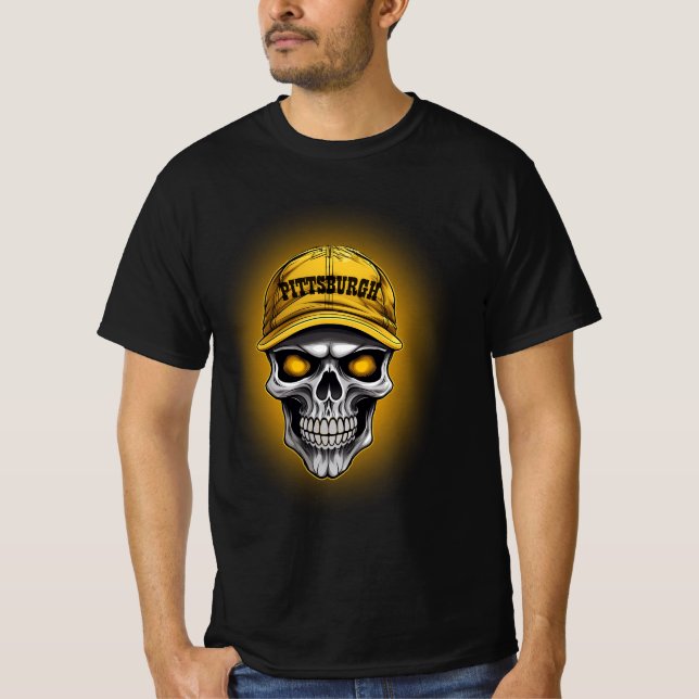 T-shirt Halloween d'horreur crânienne à Pittsburgh (Devant)