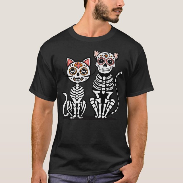 T-shirt Halloween Dia de los Muertos Sugar Skull Skeleton  (Devant)
