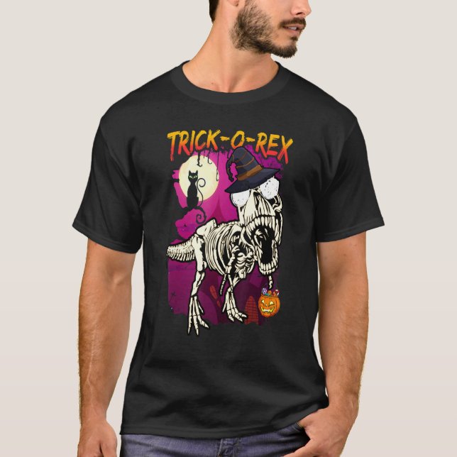 T-shirt Halloween Dinosaur Rex maman Citrouille Candy Skel (Devant)
