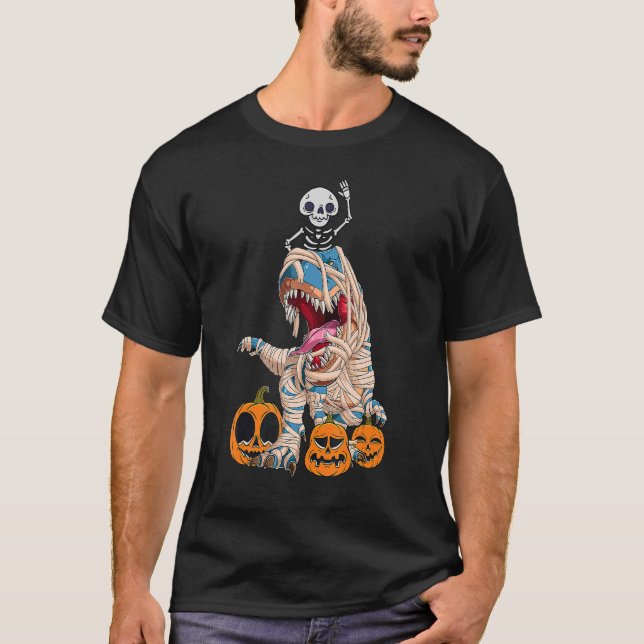 T-shirt Halloween Dinosaure Éffrayant Skeleton 4 (Devant)