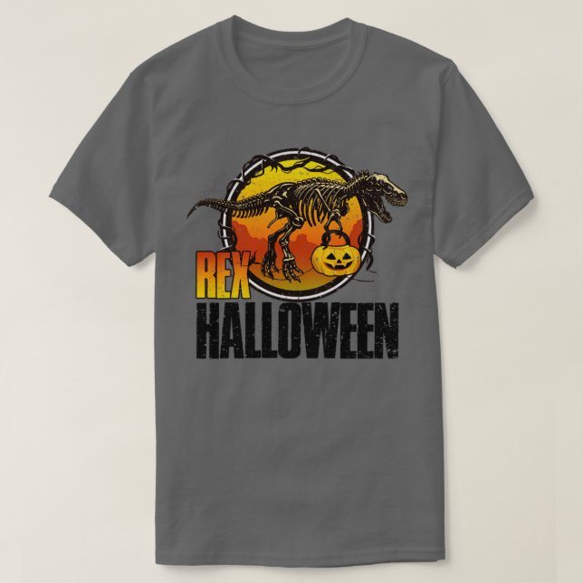 T-shirt Halloween Dinosaure T Rex Skeleton (Design devant)